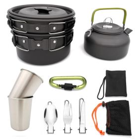 Color: Black - Outdoor Camping Cookware Travel Tableware Cutlery Utensils Hiking Picnic Camping Cookware Set