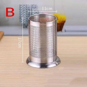 Color: B - 304 Stainless Steel Basket Wall-Mounted Chopstick Holder