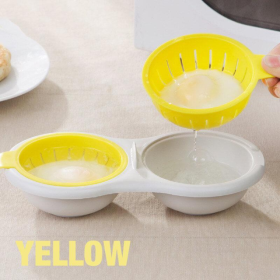 Color: Yellow - 2021 New Creative Egg Poacher Food Grade Cookware Double Cup Egg Boiler Steamed Egg Set