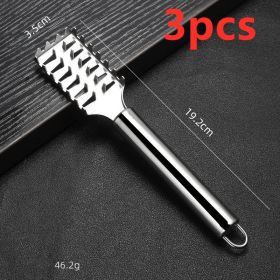 style: Square 3pcs - Fish Scale Peeler Creative Stainless Steel Fish Scale Planer Kitchen Supplies Small Tools Scaler Hair