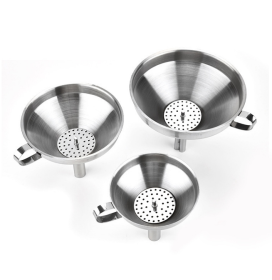 Size: Large15x14.5cm - Stainless steel funnel Removable filter large, medium and small size stainless steel kitchen supplies