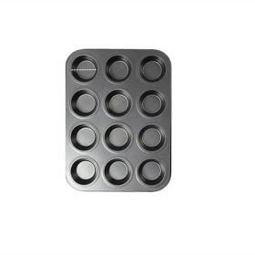 Color: Black, style: 12consecutive cups - Cake Bakeware Household Oven Baking Mould