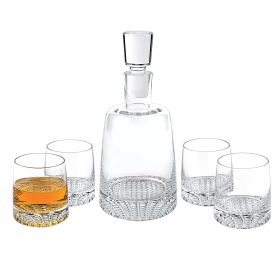 Mouth Blown European Crystal 5 Pc Whiskey Set