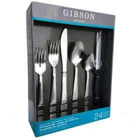 Gibson Palmore Plus 24 Piece Stainless Steel Flatware Set with 4 Steak Knives