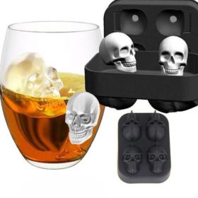 Color: Black - Creative 3D Skull Mold Ice Cube Tray Silicone Mold Soap Candle Moulds Sugar Craft Tools Bakeware Chocolate Moulds