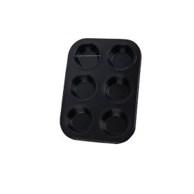 Color: Black, style: 6consecutive cups - Cake Bakeware Household Oven Baking Mould