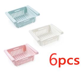 Color: 6PCS SET6 - Refrigerator Storage Basket Stretchable Multifunction Kitchen Refrigerator Storage Box