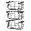 Oceanstar Stackable Metal Wire Storage Basket Set for Pantry, Countertop, Kitchen or Bathroom â€šÃ„Ã¬ Black, Set of 3