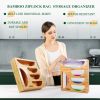 Ziplock Bag Organizer Zip Lock Bag Organizer Dispenser for Pantry-Bamboo Kitchen Drawer Container Suitable for Gallon; Quart; Sandwich; Snack; Food St