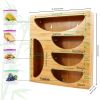 Ziplock Bag Organizer Zip Lock Bag Organizer Dispenser for Pantry-Bamboo Kitchen Drawer Container Suitable for Gallon; Quart; Sandwich; Snack; Food St