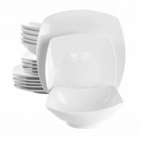 Elama Newman 18 Piece Square Porcelain Dinnerware Set in White