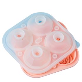 Ice Cube Tray;  2.5inch Ice Cube Molds;  2 Cavity Silicone Rose & 2 Diamond Ice Ball Maker (Color: pink)